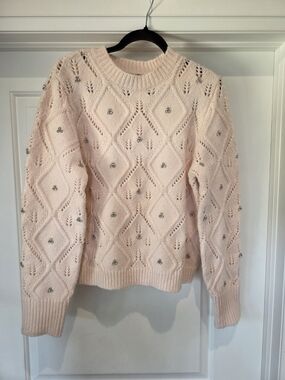 House of Harlow 1960 Blush Pink Diamond Openwork Sweater
